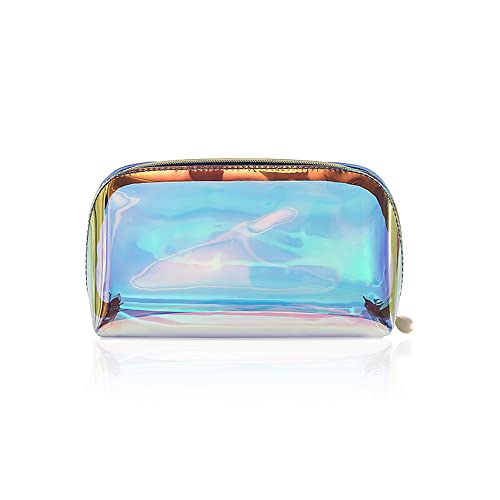 Holografische Make-up-Taschen, transparent, schillernde Kosmetiktasche mit Reißverschluss, wasserdicht, transparent, tragbar, für Damen, Teenager, Mädchen, Badezimmer, Pinsel, Stifte, Geschenke von Huakaile