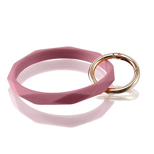 Huakan Schlüsselanhänger Armband Schlüsselanhänger Silikon Armreif für Frauen und Mädchen Diamantform, Pink (rose), Medium von Huakan