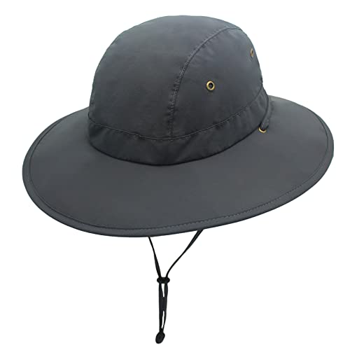 Huakunda Sonnenhut Herren UV-Schutz Safari Hut Sonnenschutz Hut Breite Krempe Sommer Outdoor Fischerhut Surfen Buschhut (Nebelgrau) von Huakunda