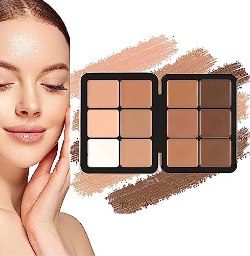 Concealer Palette, 12 Colors Makeup Cream Blush Palette, Concealer Foundation Palette, Long-Wearing Full Coverage Makeup for All Skin Types. (1#, 12cm) von Hualabo