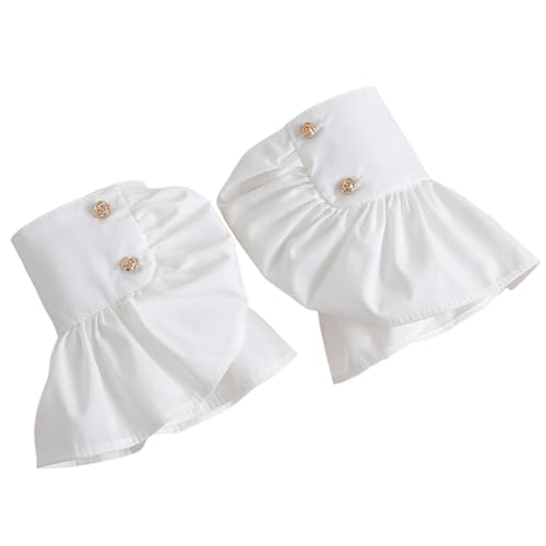 Huamengyuan Abnehmbare Manschetten Mit Falschen Ärmeln Frauen Mehrschichtige Spitze Gefälschte ärmel Manschette Knopf Pulswärmer Floral Rüschen Layered Lace Plissee Hemdärmel Modische Plissee von Huamengyuan