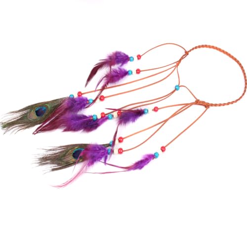 Huamengyuan Boho Federn Haarextensions Hippie Stil Federn Haarverlängerung Bunt Feder Haarspangen Haar Clips Retro Haarschmuck für frauen und mädchen weihnachten Quaste, indischer Kopfschmuck von Huamengyuan