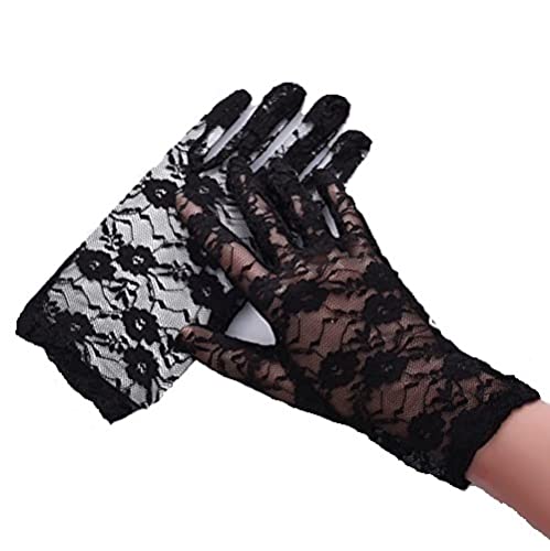 Huamengyuan Damen Spitze Elegant Kurze Handschuhe,Kurze Spitzen Handschuhe Women Lace Gloves Sommer Damen Sexy Handschuhe for Wedding Dinner Parties Party von Huamengyuan