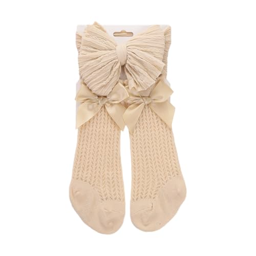 Huamengyuan Kinder baby säuglingssocken Haarbänder und Socken Unisex Baby Erstlingssöckchen Bein-und Sockenschützer Baby Mädchen Kniestrümpfe Kleinkind Kleid Socken Baby Schleife Strumpf Baumwolle von Huamengyuan
