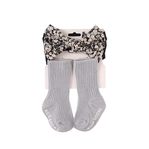 Huamengyuan Kinder baby säuglingssocken Haarbänder und Socken Unisex Baby Erstlingssöckchen Bein-und Sockenschützer für Babys Mädchen weiche Haarbänder mit Blumenmuster und gestrickte Socken von Huamengyuan