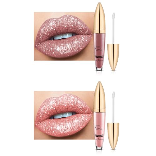 Huamengyuan Matte Lip Gloss Lipgloss Pflegender Lipgloss Mit 3D-Effekt Farben Diamond Glitter Shimmer Lip Gloss Lippenstift Metallic Matte Glossy Langlebig Make-up für Frauen und Mädchen von Huamengyuan