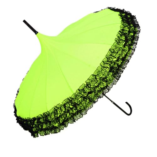 Huamengyuan Spitzen-Pagodenschirm UMBRELLA Sturmfest Sonnenschirm mit gebogenem Griff Prinzessinnen-Regenschirm winddicht Braut-Sonnenschirm für Braut Dame Hochzeit von Huamengyuan
