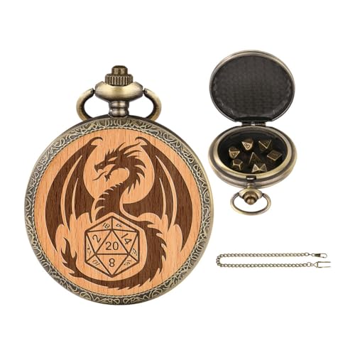 Huamengyuan Taschenuhrgehäuse mit Drachenmotiv, großes Taschenuhrgehäuse, Würfelaufbewahrung, klobige Taillenkette, Taschenuhrhalskette, Typ 1 von Huamengyuan