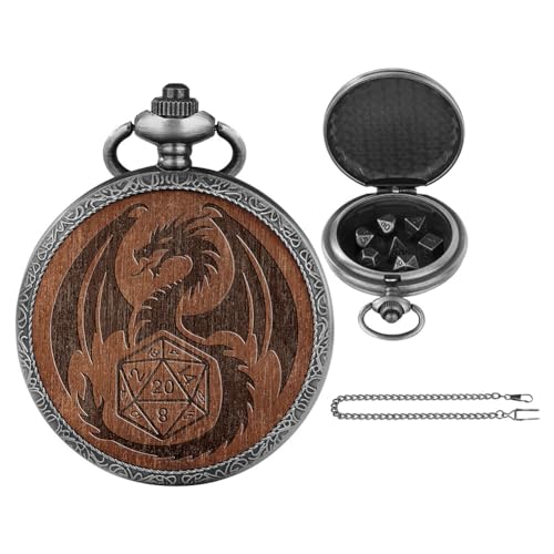 Huamengyuan Taschenuhrgehäuse mit Drachenmotiv, großes Taschenuhrgehäuse, Würfelaufbewahrung, klobige Taillenkette, Taschenuhrhalskette, Typ 2 von Huamengyuan