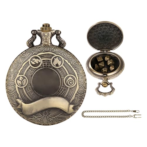 Huamengyuan Taschenuhrgehäuse mit Klappdeckel, Vintage-Stil, antike Bronze, antike Weißfarben, Dicke Taillenkette, Jubiläumsgeschenk, Typ 1 von Huamengyuan