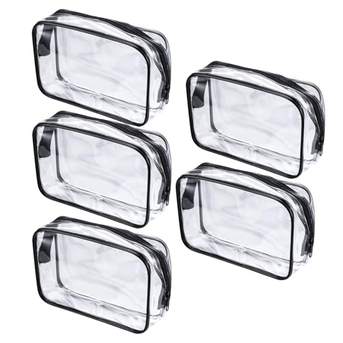5 STK Kulturbeutel Transparente Kosmetiktasche Durchsichtige Kulturtasche Transparent, Wasserdicht PVC Reise Waschtaschen, Reise Kulturtaschen, Handgepäck Beutel für Männer Damen Flugzeug Gadgets von HuangXinyu