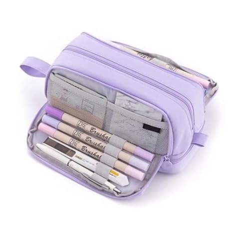 HuangguiyuanV Großes Federmäppchen mit Fächern, multifunktionaler Schreibwaren-Organizer, tragbare Make-up-Pinseltasche, violett, SIMPLE von HuangguiyuanV