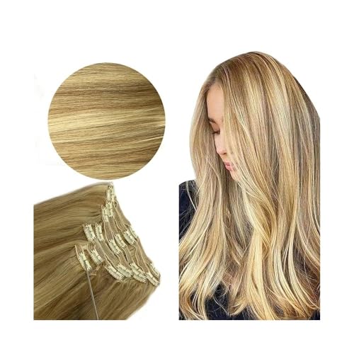 Haarverlängerung Clip Clip-in-Haarverlängerung for Frauen, P8/613# Highlight Blonde Echthaar-Extensions 8-26 Zoll 120 g gerade nahtlose Clip-in-Extensions Remy-Haar Haarverlängerungen(10inches) von Huangj-0527