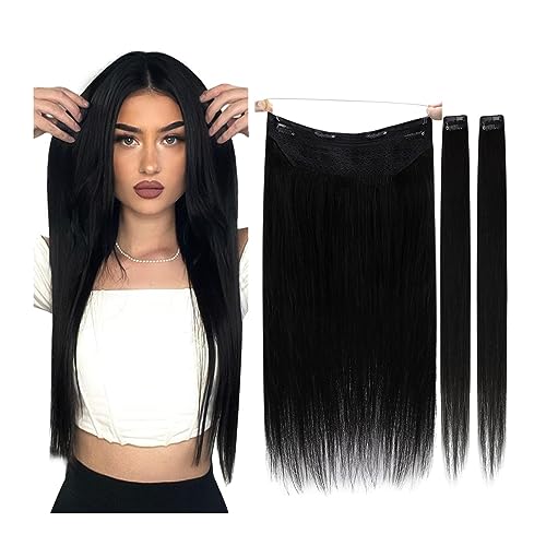 Haarverlängerung Clip Clip-in-Haarverlängerungen aus echtem Echthaar, weiche, natürliche, handgefertigte Echthaarverlängerungen for Frauen, lange, glatte Echthaar-Clip-in-Haarverlängerung Haarverlänge von Huangj-0527