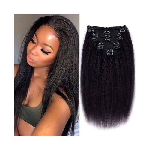 Haarverlängerung Clip Verworrene gerade Clip-in-Echthaarverlängerungen, natürliche Farbe, brasilianisches Remy-Haar, Clip-in-Haarverlängerungen, 120 g, 8 Stück/Set, voller Kopf for Frauen Haarverlänge von Huangj-0527