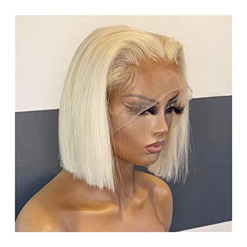 Perücken für Frauen 613 Blonde Bob-Perücke, kurze, gerade Perücke, vorgezupfte T-Teil-Spitze, Echthaar-Perücken mit Babyhaar, brasilianisches Haar, 8–16 Zoll, HD, transparent, gerade, Bob-Perücke für von Huangj-0527