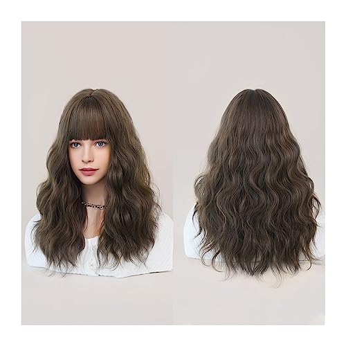 Perücken für Frauen Dunkelrote Perücken for Frauen, burgunderfarbene, gewellte Perücke mit Pony, bunte synthetische Ombre-Rot-Perücke for die tägliche Party für die Tägliche Party Cosplay Tragen(Bruin von Huangj-0527