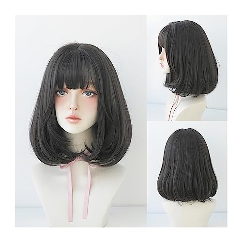Perücken für Frauen Perücke, schwarz, natürlich, kurze Perücken, gerade Perücken mit Pony, braun, rosa, synthetisches Haar for Frauen, tägliches Cosplay, hitzebeständige Perücke für die Tägliche Party Perücken für Frauen Perücke, schwarz, natürlich, kurze Perücken, gerade Perücken mit Pony, braun, rosa, synthetisches Haar for Frauen, tägliches Cosplay, hitzebeständige Perücke für die Tägliche Party von Huangj-0527