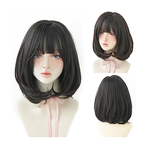 Perücken für Frauen Perücke, schwarz, natürlich, kurze Perücken, gerade Perücken mit Pony, braun, rosa, synthetisches Haar for Frauen, tägliches Cosplay, hitzebeständige Perücke für die Tägliche Party Perücken für Frauen Perücke, schwarz, natürlich, kurze Perücken, gerade Perücken mit Pony, braun, rosa, synthetisches Haar for Frauen, tägliches Cosplay, hitzebeständige Perücke für die Tägliche Party von Huangj-0527