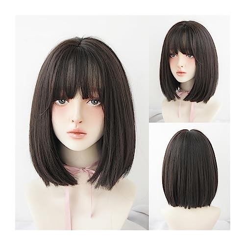 Perücken für Frauen Perücke, schwarz, natürlich, kurze Perücken, gerade Perücken mit Pony, braun, rosa, synthetisches Haar for Frauen, tägliches Cosplay, hitzebeständige Perücke für die Tägliche Party Perücken für Frauen Perücke, schwarz, natürlich, kurze Perücken, gerade Perücken mit Pony, braun, rosa, synthetisches Haar for Frauen, tägliches Cosplay, hitzebeständige Perücke für die Tägliche Party von Huangj-0527