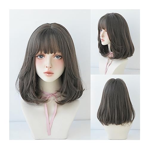 Perücken für Frauen Perücke, schwarz, natürlich, kurze Perücken, gerade Perücken mit Pony, braun, rosa, synthetisches Haar for Frauen, tägliches Cosplay, hitzebeständige Perücke für die Tägliche Party Perücken für Frauen Perücke, schwarz, natürlich, kurze Perücken, gerade Perücken mit Pony, braun, rosa, synthetisches Haar for Frauen, tägliches Cosplay, hitzebeständige Perücke für die Tägliche Party von Huangj-0527