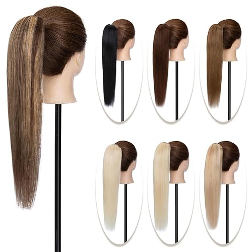 Ponytail Extension 20 Zoll Naturhaar-Haarteil for Frauen, dicker Kunsthaar-Pferdeschwanz, blond, 120 g, Clip-In-Pferdeschwanz, Echthaar-Verlängerung Pferdeschwanz Extensions(2#(Dark Brown),16inches 10 von Huangj-0527