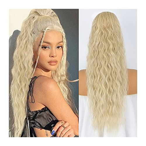 Ponytail Extension 26 Zoll natürliche, weiche Clip-in-Pferdeschwanz-Haarteile for Frauen for den täglichen Gebrauch, synthetische, lange, gewellte Pferdeschwanzverlängerungen, Kordelzug-Pferdeschwanz, von Huangj-0527