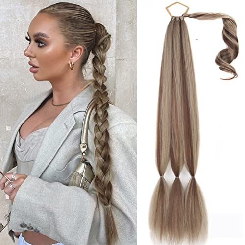 Ponytail Extension Binden Sie gefälschte Haarverlängerungen, lange synthetische geflochtene Pferdeschwanz-Haarverlängerung for Frauen, Haarteil, Pferdeschwanz mit Haaren Pferdeschwanz Extensions(Mix B von Huangj-0527