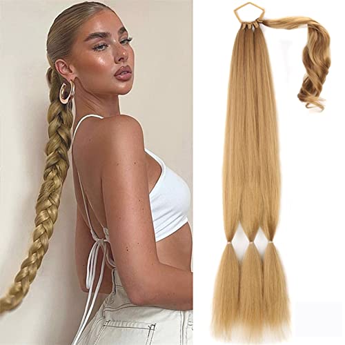 Ponytail Extension Binden Sie gefälschte Haarverlängerungen, lange synthetische geflochtene Pferdeschwanz-Haarverlängerung for Frauen, Haarteil, Pferdeschwanz mit Haaren Pferdeschwanz Extensions(Brown von Huangj-0527