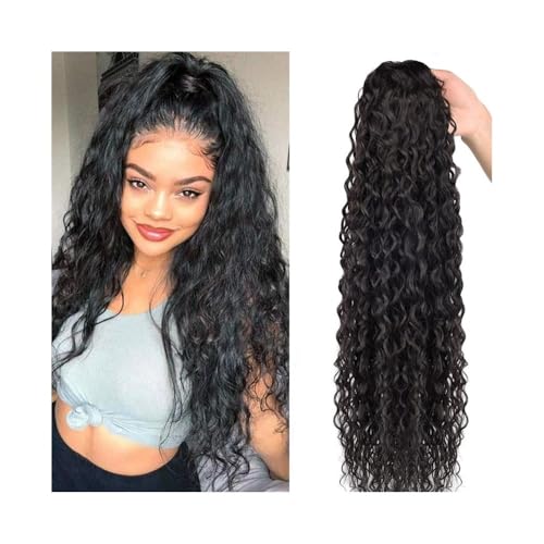 Ponytail Extension Echthaar-Pferdeschwanz mit Kordelzug, 25,4–66 cm lang, tief gewellt, Pferdeschwanz-Haarteile, natürliche Farbe, gewellt, lockige Pferdeschwanz-Verlängerungen for Frauen Pferdeschwan von Huangj-0527