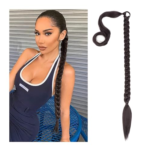 Ponytail Extension Hitzebeständige synthetische lange geflochtene Pferdeschwanz-Haarverlängerungen for die Boxbranche, roter Pferdeschwanz mit Haarseil, natürliche Zöpfe, Haar for Frauen Pferdeschwanz von Huangj-0527