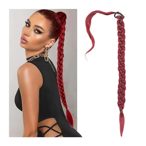 Ponytail Extension Hitzebeständige synthetische lange geflochtene Pferdeschwanz-Haarverlängerungen for die Boxbranche, roter Pferdeschwanz mit Haarseil, natürliche Zöpfe, Haar for Frauen Pferdeschwanz Ponytail Extension Hitzebeständige synthetische lange geflochtene Pferdeschwanz-Haarverlängerungen for die Boxbranche, roter Pferdeschwanz mit Haarseil, natürliche Zöpfe, Haar for Frauen Pferdeschwanz von Huangj-0527
