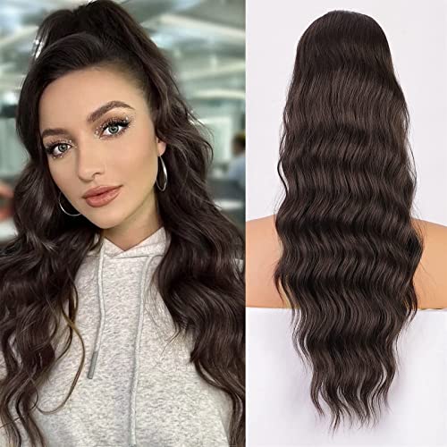 Ponytail Extension Pferdeschwanz-Extensions mit Kordelzug for Frauen, täglich verwendet, hitzebeständiges Faserhaar, synthetischer, langer, gewellter Pferdeschwanz Pferdeschwanz Extensions(Dark Brown) Ponytail Extension Pferdeschwanz-Extensions mit Kordelzug for Frauen, täglich verwendet, hitzebeständiges Faserhaar, synthetischer, langer, gewellter Pferdeschwanz Pferdeschwanz Extensions(Dark Brown) von Huangj-0527