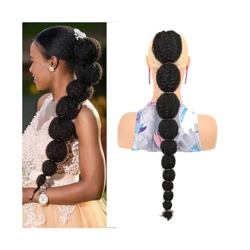 Ponytail Extension Synthetische Pferdeschwanz-Haarverlängerung for schwarze Frauen, 18/24 Zoll Afro Puff Bubble Lantern Braid Kordelzug Pferdeschwanz Clip-on-Pferdeschwanz-Haarverlängerung Pferdeschwa von Huangj-0527