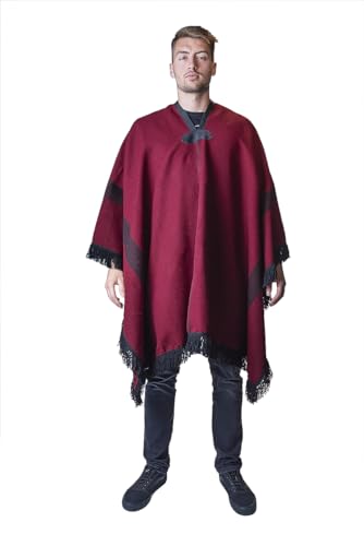Huapui Herren Poncho, Burgundy and Black, Einheitsgröße, Ärmellos, Winter, Western, T-Ausschnitt Rücken, 3 Taschen, Wolle, Handwäsche, Ungefüttert, nicht wasserfest, Männer, Herren, Poncho Huapui Herren Poncho, Burgundy and Black, Einheitsgröße, Ärmellos, Winter, Western, T-Ausschnitt Rücken, 3 Taschen, Wolle, Handwäsche, Ungefüttert, nicht wasserfest, Männer, Herren, Poncho von Huapui