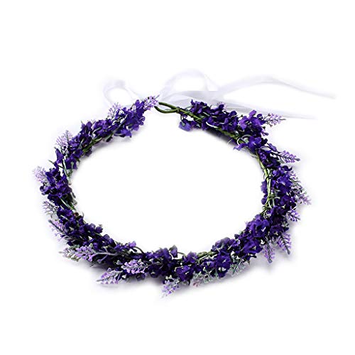 Auffälliges Lavendel Blumen Haarband Simuliertes Blumen Stirnband Schmuck Kopfschmuck Für Verlobungs Türkränze von Huaqgu