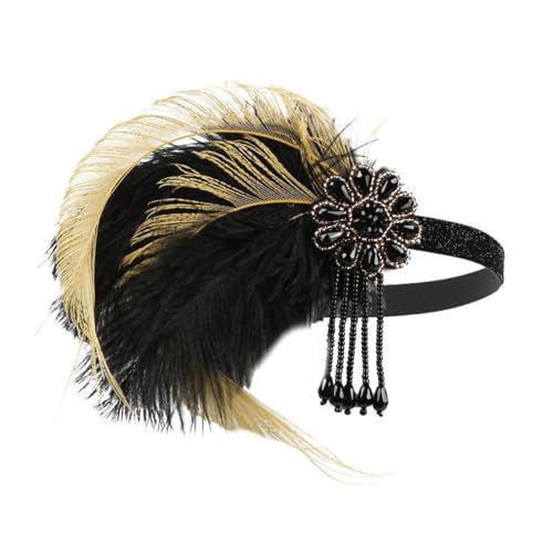 Feder Stirnband Cocktails Blingbling Kopfbedeckung Für Mädchen Party Haar Kopfbedeckung Brüllende 1920er Jahre Flapper Stirnbänder Feder Stirnbänder Für Frauen Der 1920er Jahre von Huaqgu