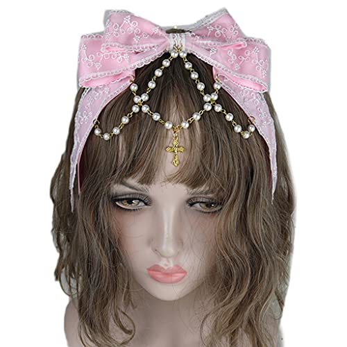 Großes Spitzen Stirnband Mehrschichtiges Spitzen Haarband Wunderschönes Ketten Haarband Süße Accessoires Spitzen Haarband Cosplay Kopfschmuck von Huaqgu