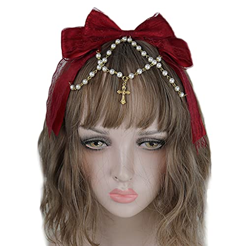 Großes Spitzen Stirnband Mehrschichtiges Spitzen Haarband Wunderschönes Ketten Haarband Süße Accessoires Spitzen Haarband Cosplay Kopfschmuck von Huaqgu