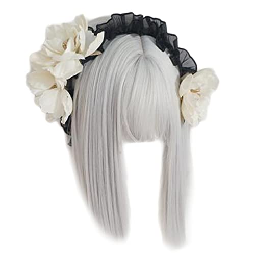 Handgemachtes Haar Accessoire Stirnband Gothic Lolitas Cosplay Maid Spitze Haarband Clip Blumen Dekorationen Für Frauen Mädchen Lolitas Maid Stirnband Spitze Gothic von Huaqgu