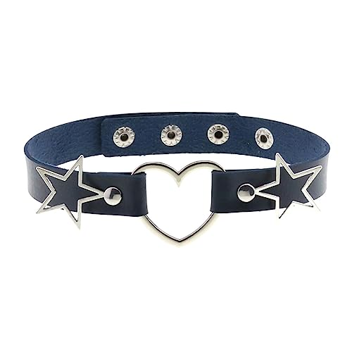 Huaqgu Lederhalsband im europäischen und amerikanischen Stil,Trend-Punk-Herz-Pentagramm-Halsbänder,Nachtclub-Bar,Wild-O-Stil-Halskette von Huaqgu