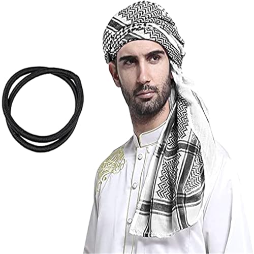 Muslime Arab Shemagh Kopftuch Ethnisch Arabisch Dubai Saudi Kopfbedeckung Kappe Baumwolle Atmungsaktiv Wüste Kopftuch Schal Für Männer Männer Langes Schwanz Kopftuch Hijab Kopfbedeckung Kappe Indische von Huaqgu