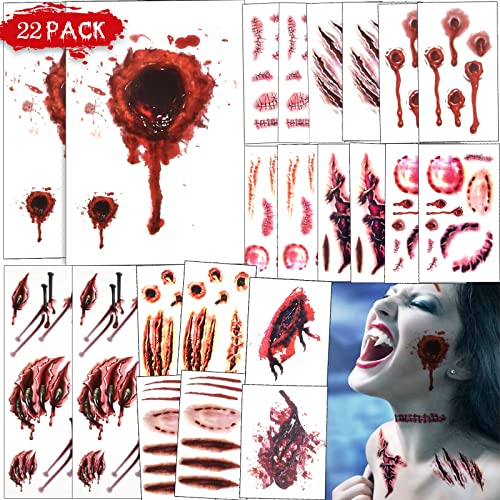 Halloween Tattoo, Huarsion 22 Blatt Narben Tattoo Halloween Schminke Zombie Tattoo Wunden Kunstblut Gruselig Horror Tattoos Aufkleber Temporäre Tattoos Halloween Party Cosplay Kostüm Makeup Halloween Tattoo, Huarsion 22 Blatt Narben Tattoo Halloween Schminke Zombie Tattoo Wunden Kunstblut Gruselig Horror Tattoos Aufkleber Temporäre Tattoos Halloween Party Cosplay Kostüm Makeup von Huarsion