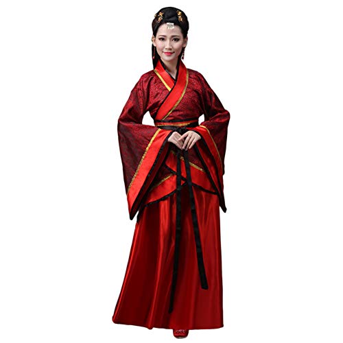 Huateng Chinesischer Stil Retro Hanfu – Frauen Traditionelle Antike Performance Kostüm Klassisch Tanzkleid Cosplay Kleidung Gr. X-Large, Rot1 von Huateng