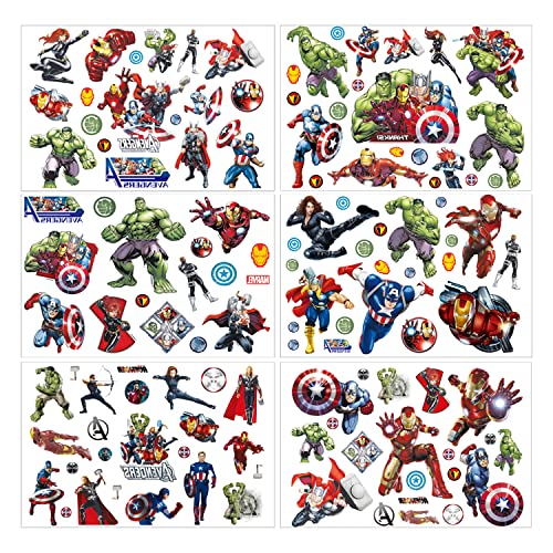 Marvel-temporäre Tattoo-Set, 6 Blatt, Avenger, gefälscht, wasserdicht, temporäre Tattoos, Aufkleber für Jungen, Mädchen, Teenager, Geburtstagsparty, Taschen, Füllstoffe, Leckereien, Dekoration Marvel-temporäre Tattoo-Set, 6 Blatt, Avenger, gefälscht, wasserdicht, temporäre Tattoos, Aufkleber für Jungen, Mädchen, Teenager, Geburtstagsparty, Taschen, Füllstoffe, Leckereien, Dekoration von Huayao