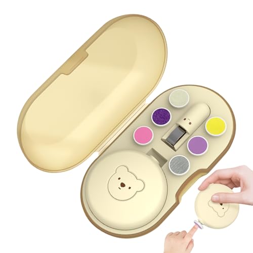 Huayeex Baby Elektrische Nagelfeile - Elektrische Baby Nagelfeile und Schleifer,6 Ersatzköpfe Mit Aufbewahrungsetui Für Erwachsene Kinder Zuhause Unterwegs Sanfte Pflege von Huayeex