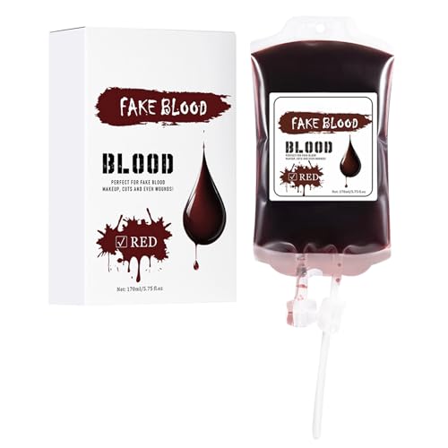 Huayeex Flüssige Malbeutel,170ml Wasserdichte Vampir Party Deko | Rote Blaue Farbdeko Schminke Für Damen Herren Kostüm von Huayeex