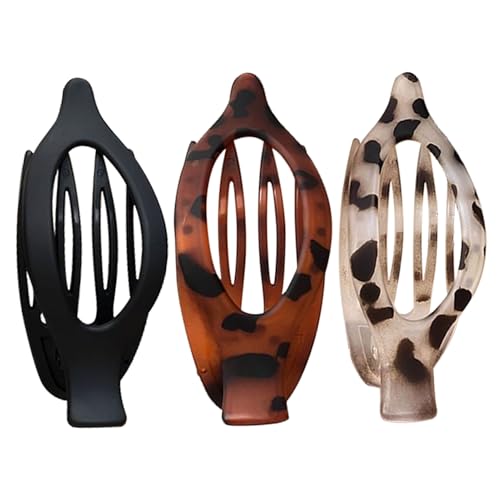 Huayeex Haarklemmen Flach,3 Stück Entenschnabel Haarklemmen Flach - Rutschfeste Haarschmuck für Frauen Pferdeschwanz Nassstyling Gym Party Hochzeit Frisuren von Huayeex