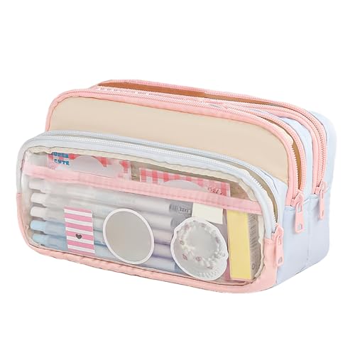 Huayeex Schreibwaren Etui Organizer - Canvas Stifte Organizer Etui Mit 3 Fächern Für Schüler | Stilvolles Reißverschluss Stifte Für Schüler Erwachsene von Huayeex