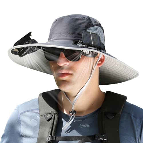 Sonnenhut Mit Ventilator - Fischerhut Mit Breiter Krempe | Wide Brim Solar Fan Outdoor Fishing Hat-solar & Usb Charging | Outdoor Solar Sonnenenergie Hut Kappe | UV-Sonnenschutz, Für Männer Und Frauen von Huayeex